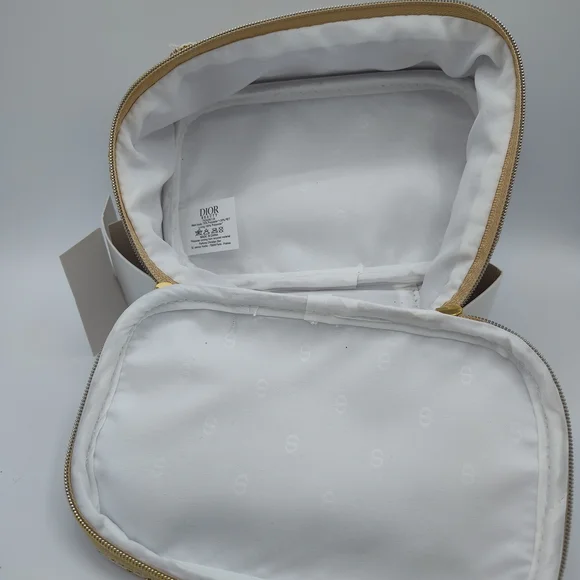 Christian Dior Platinum Beauty GWP Gold Tweed Cosmetic Vanity Pouch NIB - Picture 5 of 11